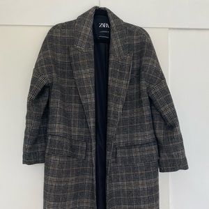 Zara Plaid Coat Oversized Long S